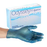 AmerCare Disposable Vinyl GP Gloves Large Blue Powder Free Pack 100 / bx