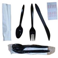 Goldmax Fork-Knife-Spoon-Napkin-S&P Black Medium Weight Cutlery Kit Pack 250
