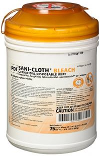 Bleach Germicidal Disposable Wipes 6''x10.5'', Canister, White (75 Per Canister, 12 Canisters)