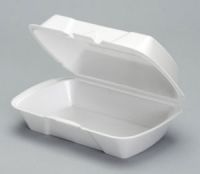 Medium Deep Hinged 1-Compartment Foam Container 9.25''x5.69''x3.25'', White, 100/Pack