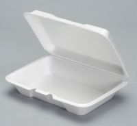 Large Shallow 1-Compartment Foam Container 9.19''x6.5''x2.5'', White, 100/Pack