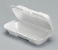 Hinged 1-Compartment Foam Container 7.38''x3.56''x2.25'', White, 125/Pack