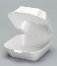 Medium Hinged 1-Compartment Foam Container 5.13''x5.19''x2.75'', White, 125/Pack