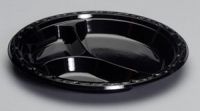 Silhouette Premium 3-Compartment Plastic Plate 10.25'', Black, 100/Pack
