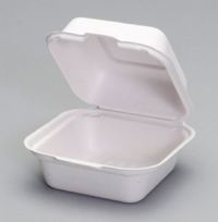 Fiber Medium Hinged 1-Compartment Biodegradable Food Container 5.7''x5.7''x3'', Natural, 50/Pack