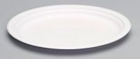 Fiber Biodegradable Oval Food Platter 9.9''x12.5'', White, 50/Pack