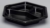 3-Compartment Foam Hexagon Container Base 10.31''x1.75'', Black, 100/Pack