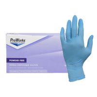 Hospeco Disposable Nitrile Gloves Large - Powder Free Pack 10 / 100 cs