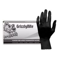 Hospeco Disposable Nitrile Gloves Medium Black Powder Free Pack 10 / 100 cs