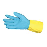 Impact Neorprene Blue Latex Gloves Lined Yellow Heavy Weight Large Pack 12/dz