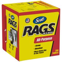 Rags In A Box All-Purpose Shop Towels 10''x12'', Pop-Up Box, White (200 Per Box, 8 Boxes)