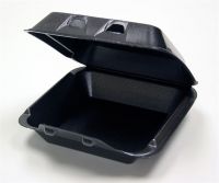 8''x8.5''x3'' 1 Compartment Foam Hinged Container Black