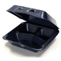9''x9.5''x3.25'' 3-Compartment Black Foam Hinged Container