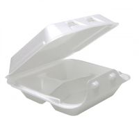 8''x8.5''x3'' 3 Compartment Foam Hinged Container