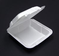 9''x9''x3.5'' White Foam Hinged Dual Tab Container 1 compartment