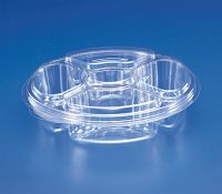 Surelock Party Platter 54oz 10.25 x 2.75  4 Compt With Dip Holder and Lid PETE Pack 100
