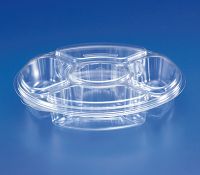 Surelock Party Platter 96oz 13 x 2.75 4 Comp With Dip Holder and Lid PETE Pack 50