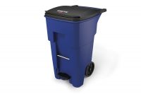 Step-On Rollout Container Blue With Lid 65 Gallon 