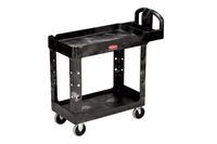 Ergo Handle 2 Shelf Utility Cart Small Black With Lipped Shelf