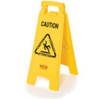 Floor Sign Caution Wet Floor Yellow 25'' Multi-Lingual 2 Sided 