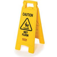 Floor Sign Caution Wet Floor Yellow 2 Sided English Only, 25''