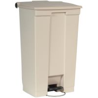 HDPE Step-On Mobile Trash Can Beige 23 Gallon