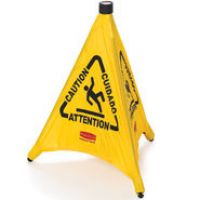 20 Pop-Up Yellow Safety Cone With Multi-Lingual Caution Wet Floor