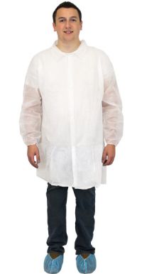 The Safety Zone Economy White PP Lab Coat 2X-Large Pack 30/cs