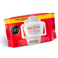 No-Rinse Multi-Surface Sanitizing Wipes 9''x8'', Pack, White (72 Per Pack, 12 Packs)