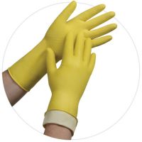 Tradex Yellow Flocklined Large Latex Gloves Pack 12 pairs per dozen