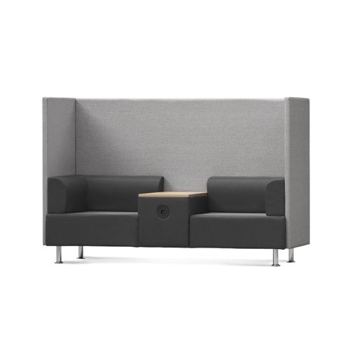 ROCADA BE SOFT Double Booth and Table - Grey Private Working & Meeting Booths 1805-4-1