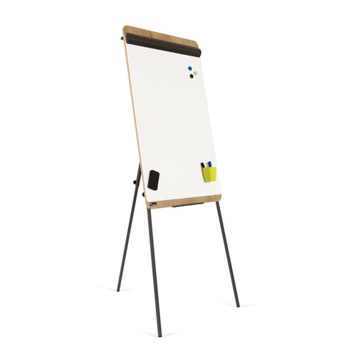 ROCADA NATURAL Tripod Flipchart with Magnetic Dry Wipe Surface - Oak