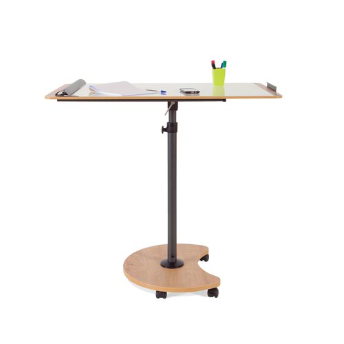 ROCADA NATURAL Mobile Flipchart with Magnetic Dry Wipe Surface, Converts into Table - Oak