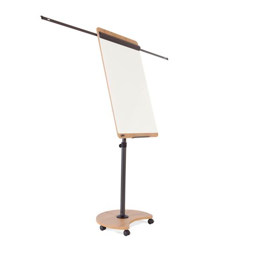 ROCADA NATURAL Mobile Flipchart with Magnetic Dry Wipe Surface, Converts into Table - Oak