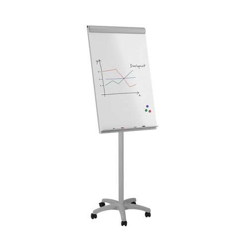 ROCADA VISUALLINE Mobile Flipchart with Magnetic Dry-Wipe Surface - Grey Flipchart Easel 616K