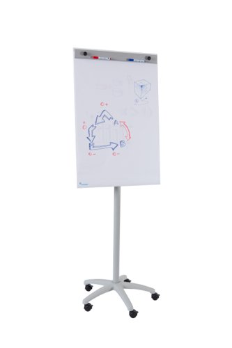ROCADA ECO-LINE Mobile Flipchart with Magnetic Dry-Wipe Surface - Grey Frame