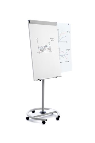 ROCADA VISUALLINE Mobile Flipchart with Magnetic Dry-Wipe Surface (Transforms into a Table) - Grey