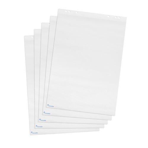 ROCADA Flipchart Pads White, 20 Sheets Per Pad, 5 Per Pack