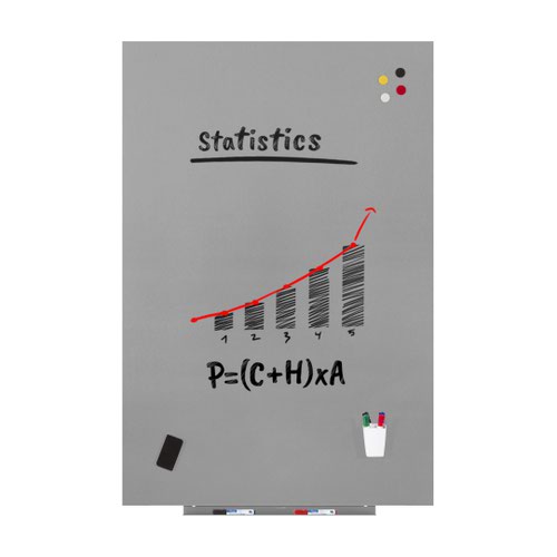 ROCADA SKINWHITEBOARD Professional Dry-Wipe Board with Magnetic Lacquered Surface 100x150cm - Grey