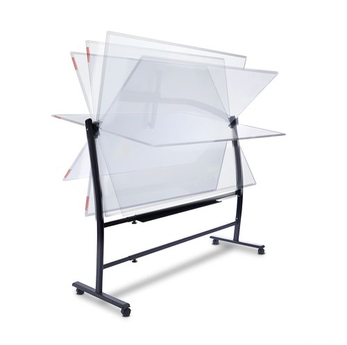 ROCADA SKINWHITEBOARD Mobile Whiteboard Revolving Support (Complete with Double Sided Whiteboard 150x120cm) - Black