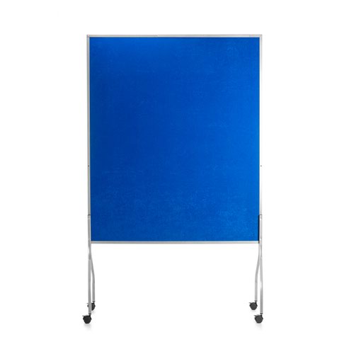 8100V22-2 | Double faced mobile divider with sturdy metallic structure. Castors allow for easy movement and siting. Fabric covered pin board allows for pinning of notes, posters and literature. The fabric surface helps absorbs noise to assists in creating quieter areas. Multiple units can be joined together.