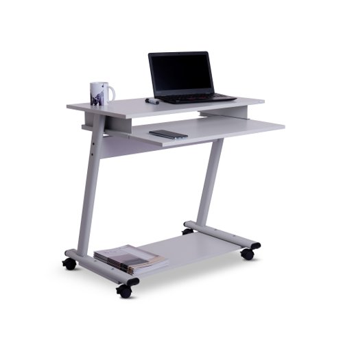 ROCADA SET Mobile Computer Table with Keyboard Tray - Grey