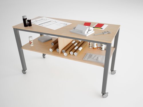 ROCADA SET Executive Table with Lower Shelf 160x80cm - Beech - 161-1110