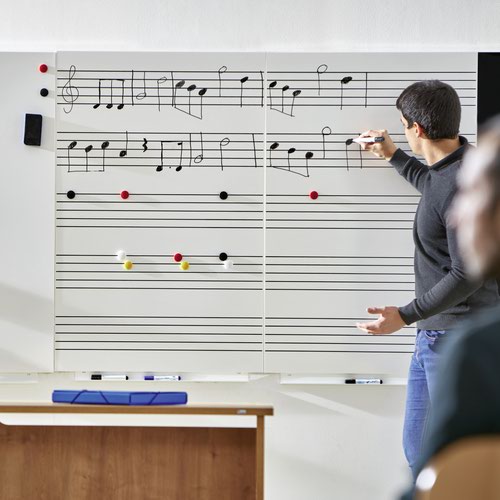 ROCADA SKINMUSIC Dry-Wipe board with Magnetic Lacquered Surface 100x150cm - White