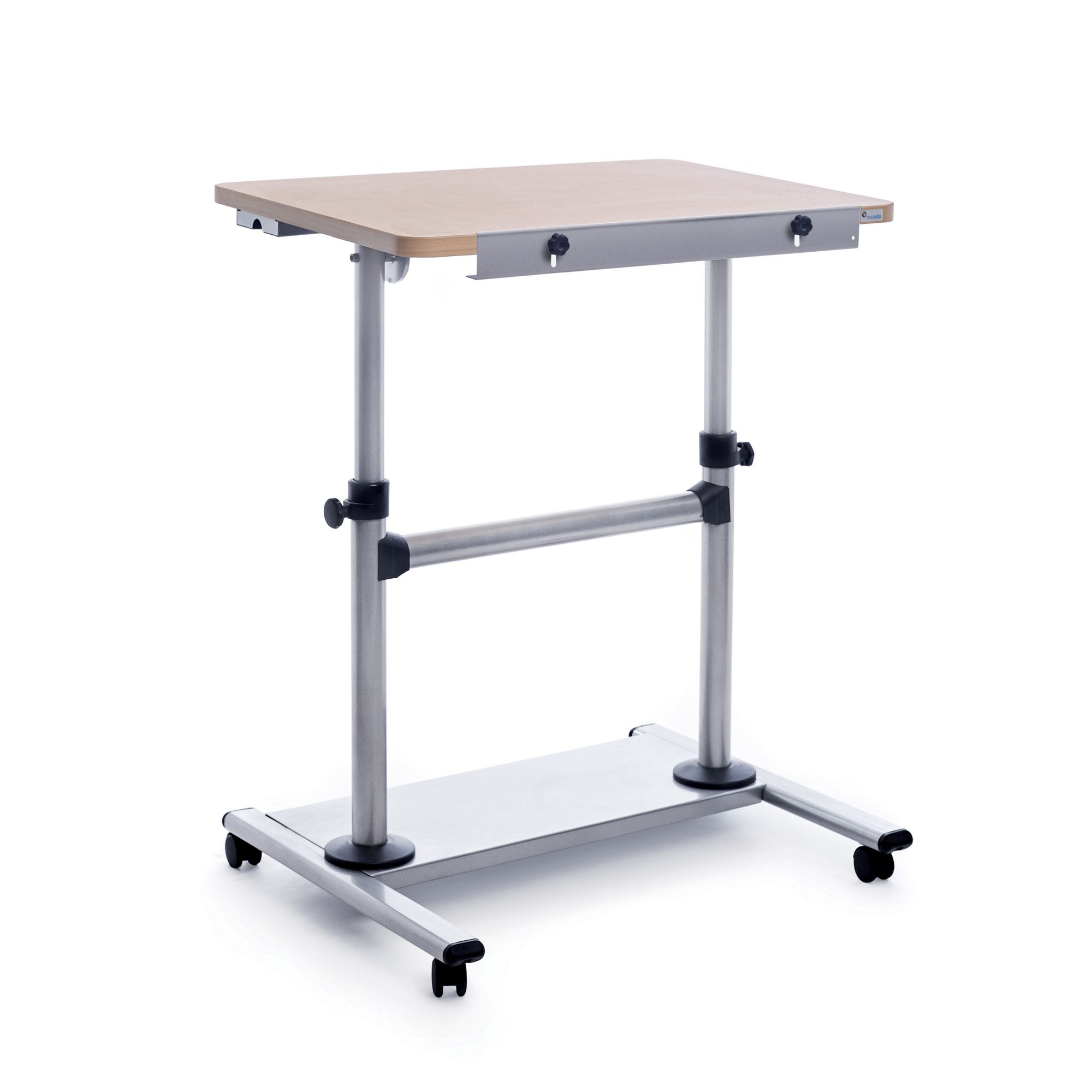 Mobile Height Adjust Work Desk - Beech