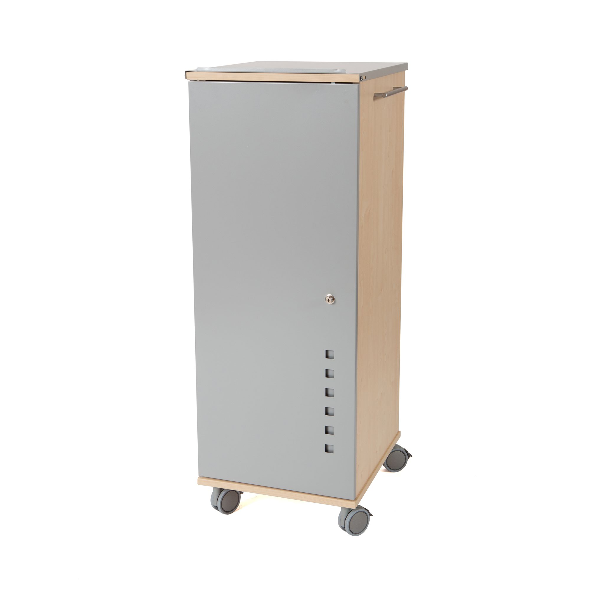 Mobile Office Caddy Shelves - Metal Door/Beech
