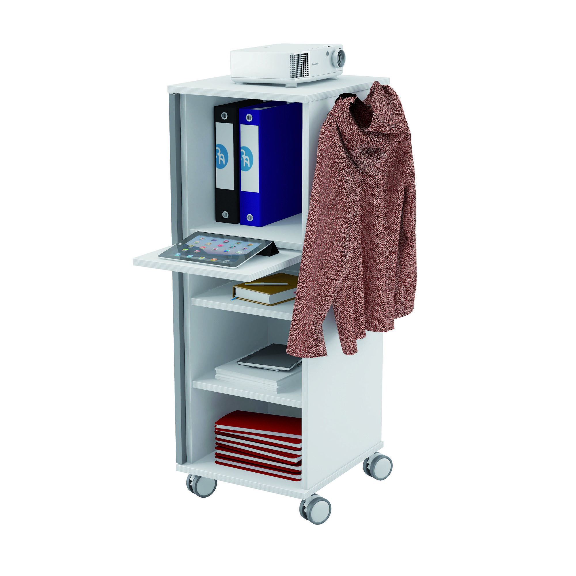 Mobile Office Caddy Shelves - Metal Door/Grey