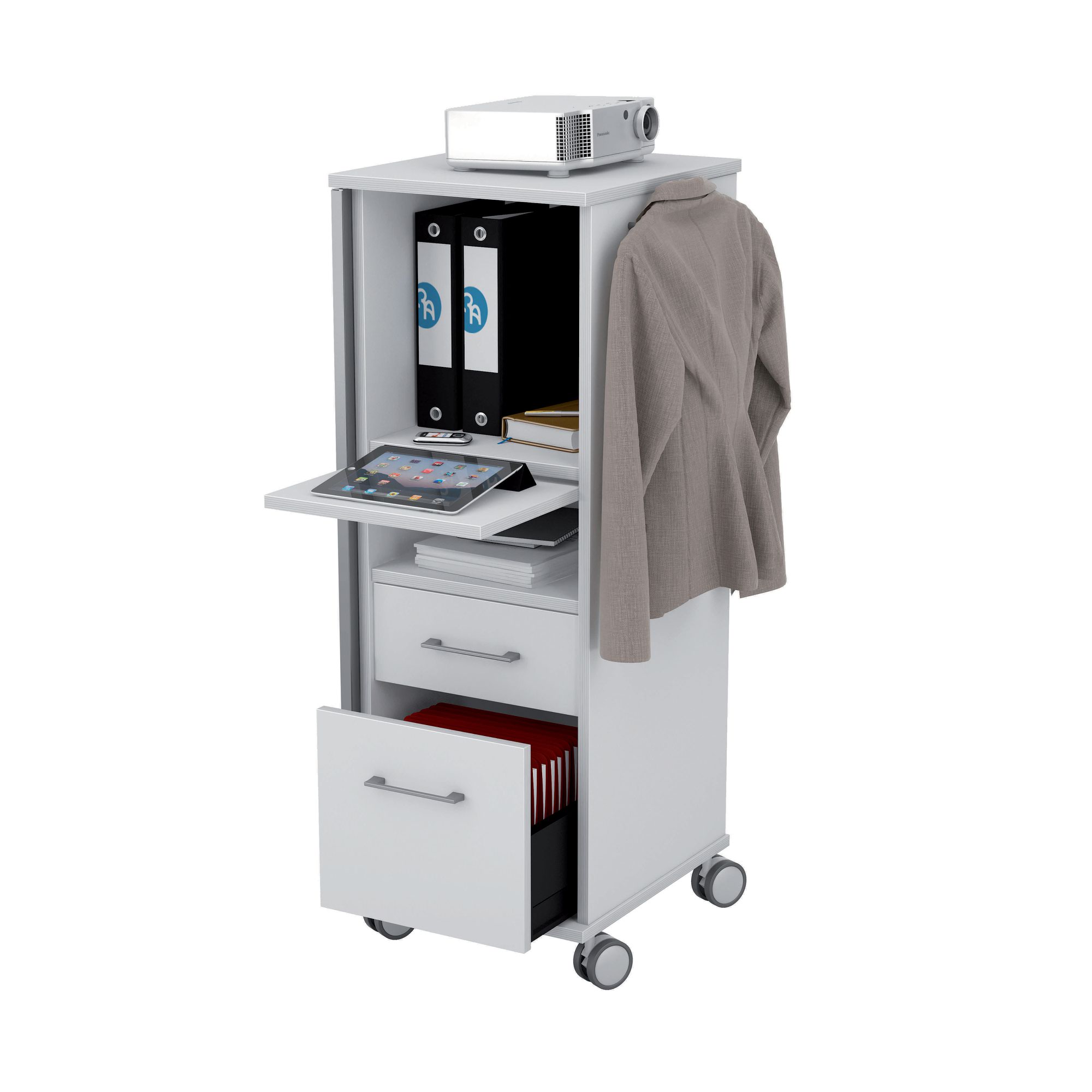 Mobile Office Caddy Drawers - Metal Door/Grey