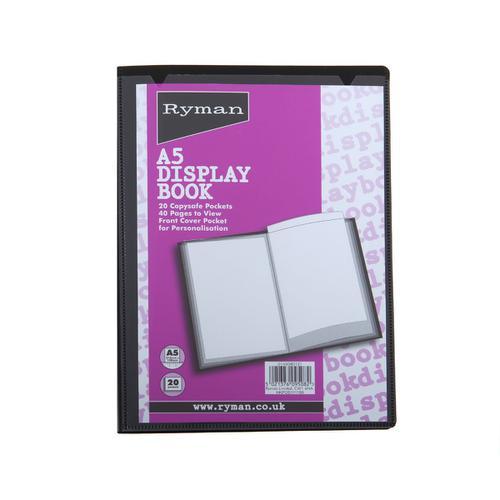 Ryman Presentation Display Book in A5 with 20 Pockets in Black
