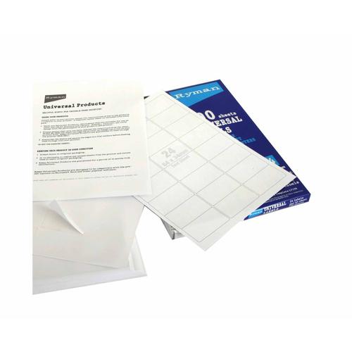 Ryman Universal Labels P24 64 x 34mm Box of 100 in White